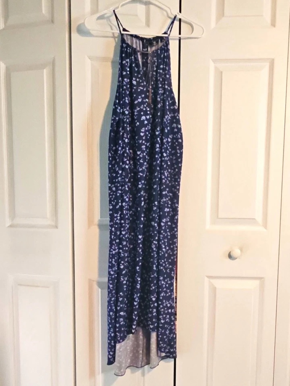 Navy Floral Halter Midi Dress
